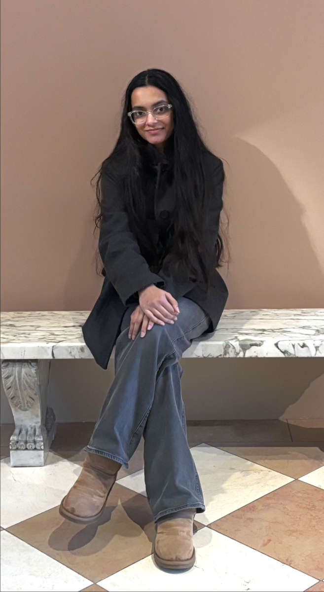 Senior VIshva Patel poses during an Art History Honors school field trip to the Met Museum 